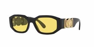 NEW VERSACE men's medusa biggie rectangle sunglasses in black - yellow